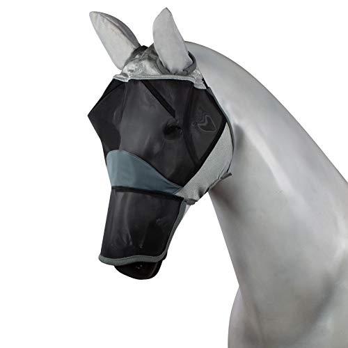 Horze Eira Soft Polyester UPF 25 UV Protection Insect and Fly Mask - Gray - Warmblood - size: Warmblood