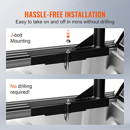 VEVOR Extendable Steel Truck Ladder Rack - 800 lbs Capacity, 46-71 inch, Non-Drilling for Kayak, Surfboard, Lumber, Ladder - style: Non-drilling