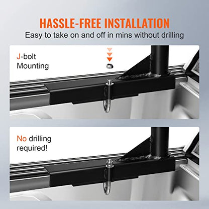 VEVOR Extendable Steel Truck Ladder Rack - 800 lbs Capacity, 46-71 inch, Non-Drilling for Kayak, Surfboard, Lumber, Ladder - style: Non-drilling