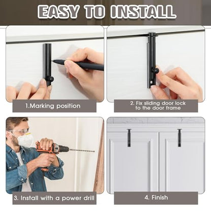 Lothee 3" 4 Pcs Brass Surface Bolt Door Latch, Matte Black - color: Matte Black, size: 3 Inch
