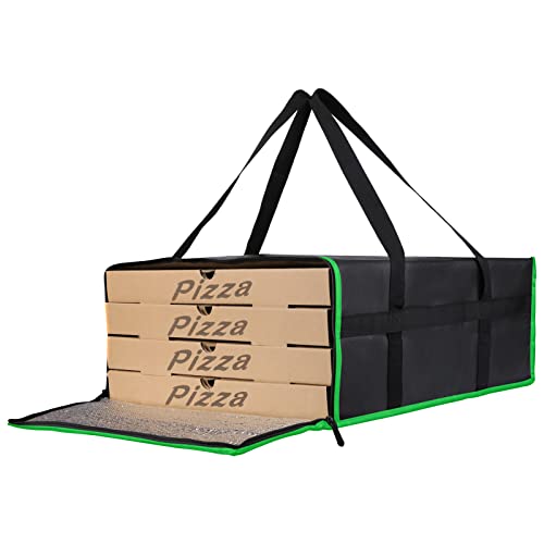 Bodaon Insulated Pizza Delivery Bag, 20" x 20" x 8" Pizza Warmer Bags for Carry Hot, Black with Green Edge, 1-Pack - color: Black-green Edge, size: 20" x 20" x 8"