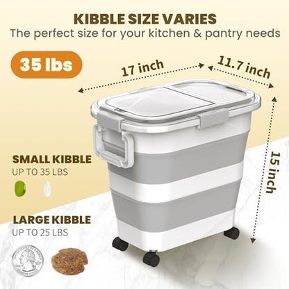 HOYTAMDA 25-35Lbs Rice Container,Collapsible Food Storage Container Wheels - color: Clear/25-35lbs