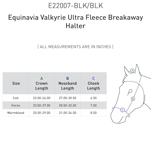 Equinavia Valkyrie Ultra Fleece Soft Padded Horse Halter Breakaway - color: Black/Black, size: Cob