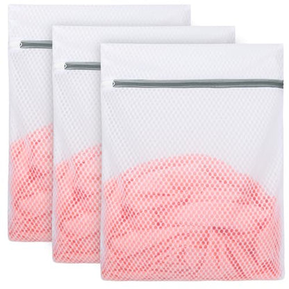Vivifying 3Pcs Mesh Laundry Bags for Delicates, Honeycomb Mesh Wash Bags with Zipper for Washing Machine, Shoes, Lingerie, Socks and Stuffed Toys (Medium, 12.5 x 16Inches) - size: 3M(12.5" x 16")