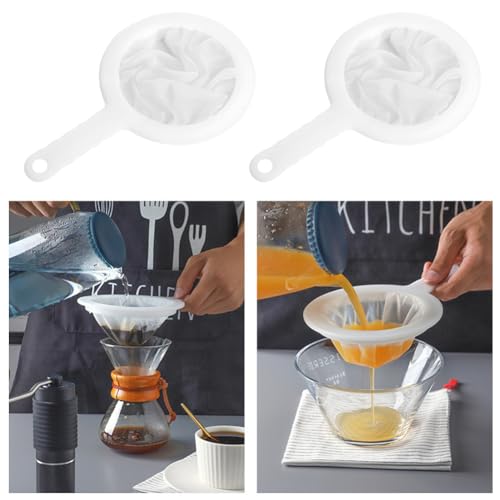 2 Pcs Plastic Strainer for Kefir Grains 200 Mesh Fine Nylon Sieve