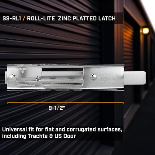 Roll-Lite Original Zinc Platted Latch, 9-1/2" × 2-1/4", 2-Bolt, Universal fit for Flat & Corrugated Doors - size: SS-RL1