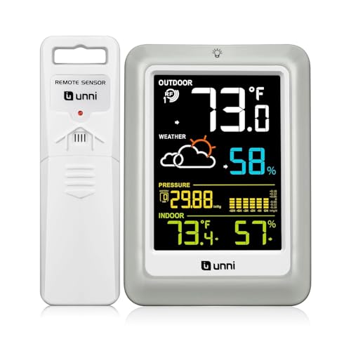 Indoor Outdoor Thermometer Wireless Weather Station 330ft Sensor, Multi - color: Multicolored