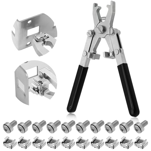 Rotable Dual Head Cage Nut Tool Kit with 10 Sets M6 Silver Rack Mount Screws - Screw Install and Remove Tool for M4 M5 M6 M8 M10 - Screw Tool Kit for Server Rack, Network Cabinet, Data Center(Black) - color: 10 Pack Cage Nuts+Black Handle Tool