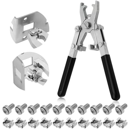 Rotable Dual Head Cage Nut Tool Kit with 10 Sets M6 Silver Rack Mount Screws - Screw Install and Remove Tool for M4 M5 M6 M8 M10 - Screw Tool Kit for Server Rack, Network Cabinet, Data Center(Black) - color: 10 Pack Cage Nuts+Black Handle Tool