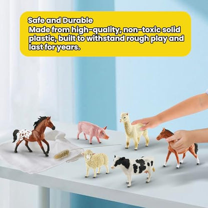 Zippytots 6PCS Farm Animal Toys for Kids 3-5 Realistic Plastic Farm Animal Figurines Educational Learning Toy for Toddlers Boys Girls Kids Farm Toys - style: 6-PC Farm Animal Figures Set