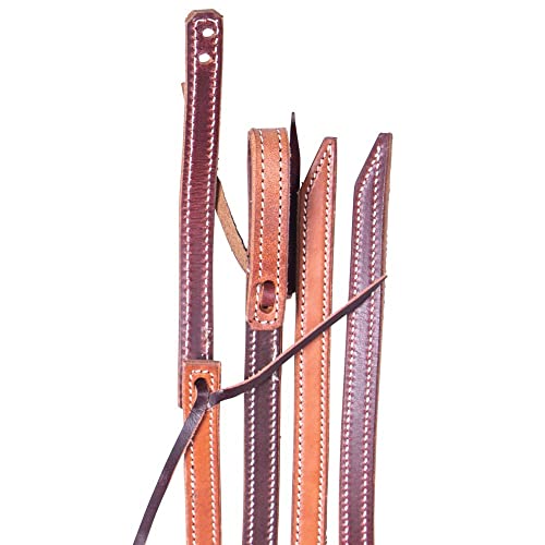 Schneiders Double S Latigo Lined Harness Leather Reins for Horses | Quality American Leather | Comfortable Latigo Lining | Double Stitched Durability | Water Tie Ends | Perfect Horse Handling Size