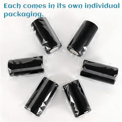 6 Rolls Elastic Self Adhesive Bandage Wrap 4 Inch, Breathable Non Woven Cohesive Bandage, Vet Wrap for Dogs, Ankle Sprains Swelling Medical First Aid Tape, Sports Athletic Tape Black - color: 4 Inch-6 Count Black