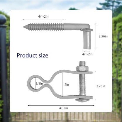 4 Pieces Heavy Duty Farm Gate Hinge Kit, Galvanized Steel Rustproof Hinges with 5/8 Inch Pins for Wood/Metal/Fence Gates, High Load Bearing Capacity