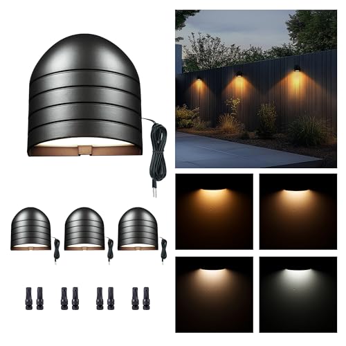 Low Voltage Landscape Deck Lights - 12V Step Lights LED Outdoor, Warm White & Daylight White Adjustable, IP65 Waterproof Hardwired Black Aluminum for Yard Wall Fence Railing 4 Pack - color: Black (Wiring Required), size: 4 Pack