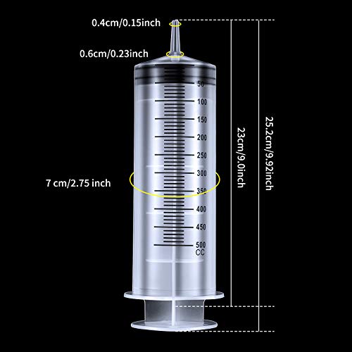 BBTO 2 Pieces 500 ml Large Plastic Syringes with 40'' Tube and Connections - size: 500 ML