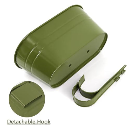 3 Pack Metal Railing Planters, 10.5" Oval Hanging Flower Pots with Detachable Hooks & Drainage Holes, Fits Rails up to 2.36", Galvanized Iron Fence Bucket for Balcony Garden Patio - Green - color: Green, size: 3 Pack, 10.5"L x 5.7"W x 4.7"H