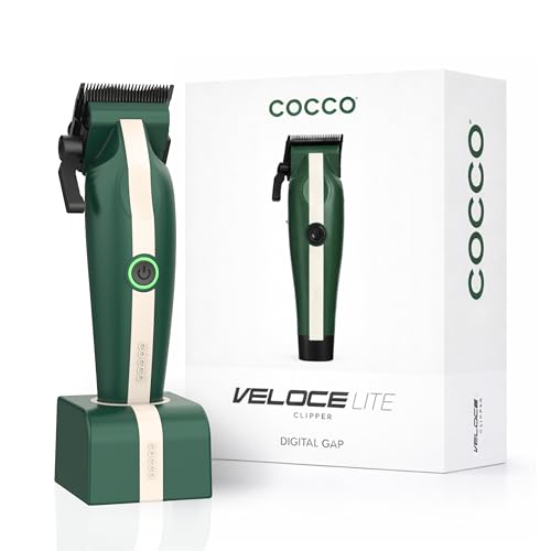 Cocco Veloce Lite Hair Clipper, Digital Gap™ Precision Fade F1 Blade | 7000 RPM Cordless Clippers, USB-C Fast Charge, 3 Hour Runtime, Hair Clippers for Men, Professional for Barbers - color: Green/White