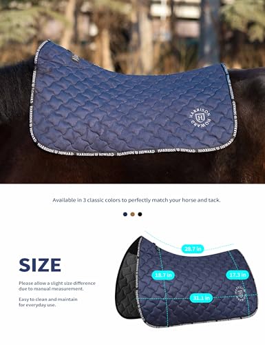 Harrison Howard Far Infrared Saddle Pad with Ceramic-Infused Heat Reflection Western Saddle Pad for Daily Riding Training - color: Navy