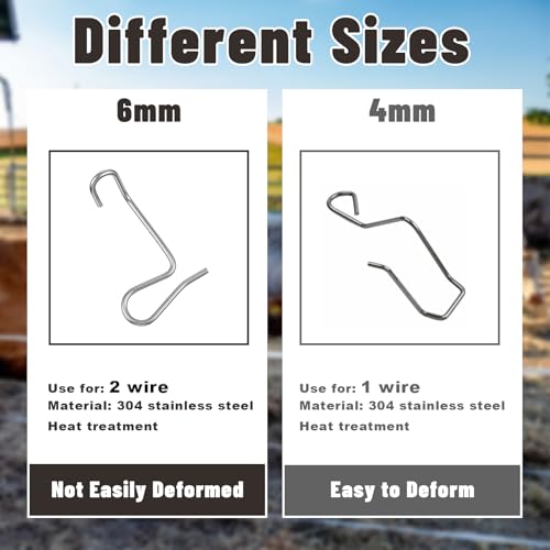 Fence Wire Tightener 1/4"20pcs Fence Wire Tightener Clips 6mm and 1PCS Tighteners Handle Fences Wires Tensioner Tool Bulk for Wires Fences Farm Garden Twisting Barbed Repair Tool
