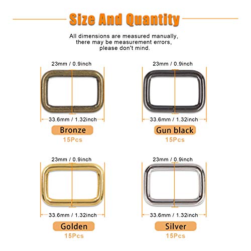 1 inch 25mm Metal Belt Buckle Hardware Assortment Webbing Strap Loops Clasp for Belt Craft DIY Accessories - style: Rectangle Rings