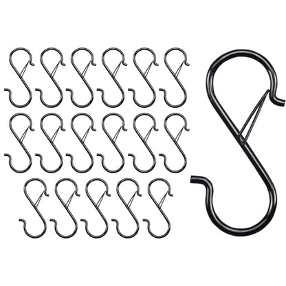 3.5in Heavy Duty S Hooks for Hanging, Safety Buckle Metal Hooks, 18 Pack - size: 18PCS