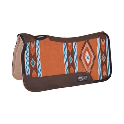 Reinsman APEX Ranahan Wool Soft Breathable Shock-Absorbing Fleece-Lined Moisture-Wicking Contoured Back Protection Wither Relief Horse Riding Saddle Pad - color: Brown
