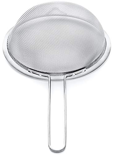 Strainer Set Fine Mesh – Premium 304 Stainless Steel (18/8) – 8″, 5.5″ and 3.3″ Sturdy Kitchen Strainers (Silver) - color: Silver