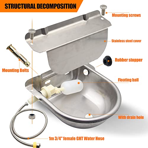 Automatic Livestock Water Bowl Float Valve Self-Filling Dog Goat Chicken
