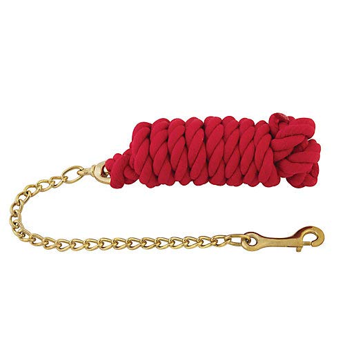 Other Basic Cotton Lead Rope w/Stud Chain Red