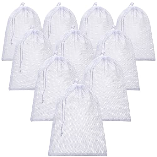TecUnite 10 Pack Mesh Drawstring Bags for Laundry, 5.5 x 7.5 Inch, White - color: White, size: 5.5 x 7.5 Inch