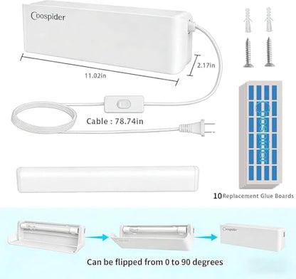 Fruit Fly UV Light Trap Indoor Commercial for Restaurants Bug Zapper 2 PCS - style: 2pack-White-w/10 Sticky Glue Boards