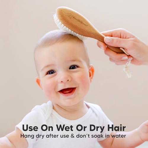 Wooden Baby Hair Brush for Toddler, Infant Cradle Cap (Golden Oak, Regular) - color: Golden Oak, size: Oval, Regular 7"