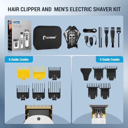 BESTBOMG® Hair Clippers for Men, Clipper, Trimmer & Shaver Set, BS-Y4T9 - color: White-3