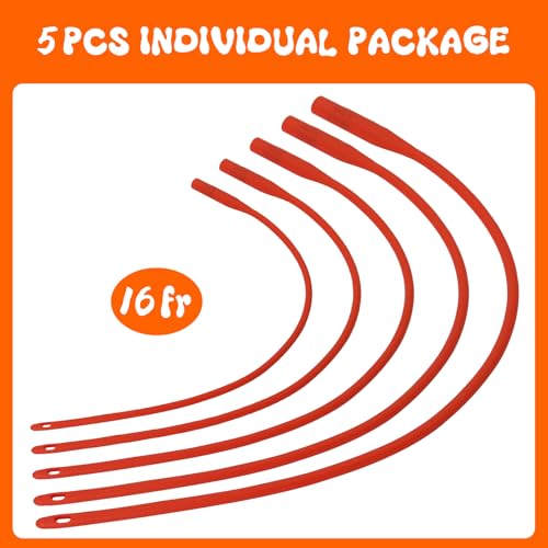 Rubber Lamb Feeding Tubes 16" x 16FR, for Goat Piglet Puppy,Red, 5 Pack - color: 5 Pack, size: 16 FR
