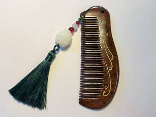 Handmade wooden hair comb, natural sandalwood comb, anti-static wooden combs, with sandalwood fragrance, good for hair growth, suitable for ladies and girls. (moon comb) - color: moon comb