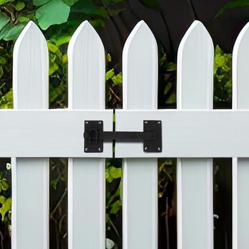 Black Iron Fence Gate Latch Lock, Colonial Style Door Hardware, 12 in, Pack of 4 - color: 12-inch Latch, size: Pack of 4