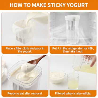 Yogurt Strainer,1800ml Greek Yogurt Strainer,with Stainless Steel Fine Mesh - color: 1800ml