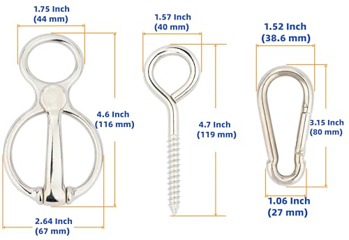 2 Pack Horse Tie Ring,304 Stainless Steel Safe Horse Training Equipment with Eye Bolt, Durable Tack and Supplies Prevents Pulling Back
