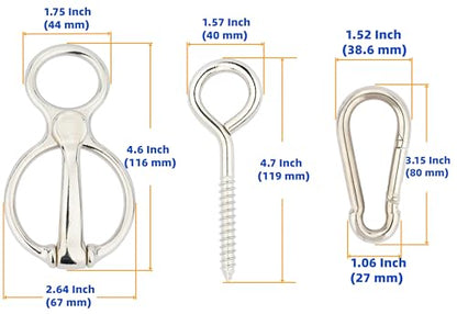 2 Pack Horse Tie Ring,304 Stainless Steel Safe Horse Training Equipment with Eye Bolt, Durable Tack and Supplies Prevents Pulling Back