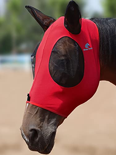 Mask Tech 5 Pieces Horse Fly Masks with Ears, Stretchy Elastic Mesh Fly Masks, 3D Eye Clearance, UV Protection-Large,Combo 23 - color: Combo 23, size: Large