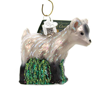 Old World Christmas Pygmy Goat Glass Blown Ornament for Christmas Tree, Handcrafted Holiday Decoration, Farm Animal Collection
