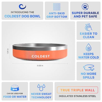 Coldest Dog Bowl - Anti Rust Metal, Non Slip, 3 Layers Insulated Stainless Steel Dog Bowls - Spill Proof & Heavy Duty - Water Bowl for Dogs, Cats & Pets, Dish Washer Safe (21 oz, Mars Red Glitter) - color: Candy Red Glitter, size: 21 oz