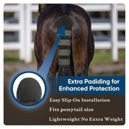 17.7" Horse Tail Guard Wrap Protector,Tail Bags Cover 4 Straps | Durable Horse Tail Protection Cover & Tail Wraps for Horses,Padded Horse Tail Protector Guard with 4 Hook Straps.