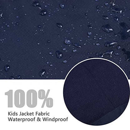 YINGJIELIDE Boy's Waterproof Ski Jacket,Kids Outdoor Snowboarding windproof Jacket,Fleece Lined Hooded,Warm Winter Snow Coat - color: Navy, size: 13 Years
