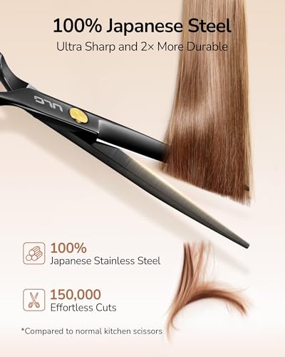 Hair Cutting Scissors Thinning Shears Kit ULG Professional Barber Hairdressing Texturizing Salon Razor Edge Scissor Japanese Stainless Steel 6.5 inch BLK