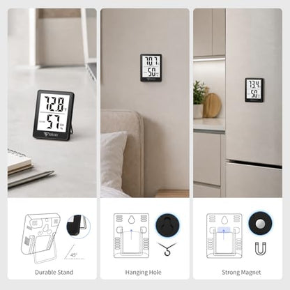 DOQAUS 2 Pack Digital Hygrometer Indoor Thermometer Humidity Meter - color: Black, size: 2 Pack