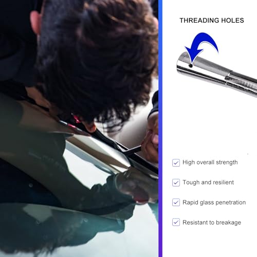 4PCS Windshield Removal Tool Kit, 65.6 Ft Car Windshield Glass Cutting Wire with Hook Tool & T-Handles, Professional Cut-Out Steel Wire Kit for Automotive Windscreen Removal