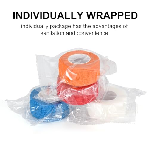 12Pcs Self Adhesive Bandage Wrap 1 in Cohesive Bandage Finger Tape Vet Wrap - color: Mix Color, size: 1 Inch