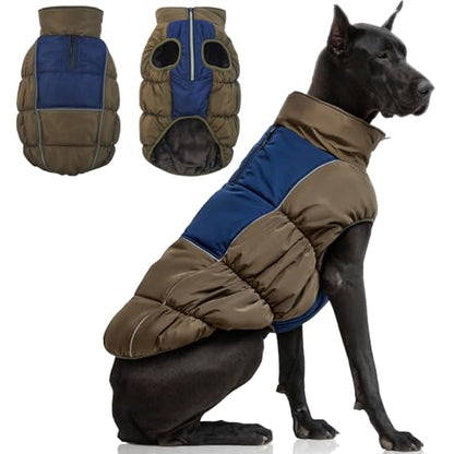 IECOii Dog Coat,Dog Cold Weather Coats for Extra Large Dogs,Thick Fleece Lined Dog Snow Suit Waterproof Dog Puffer Jacket,Large Dog Winter Coat Zippered Pet Snow Jackets Warm Dog Winter Clothes,4XL - color: Armygreen, size: XXXX-Large(Chest:47.24''/120 CM