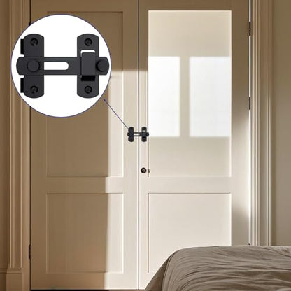 4in Barn Door Lock, Heavy Duty 180 Degree Flip Sliding Latch Lock, Black